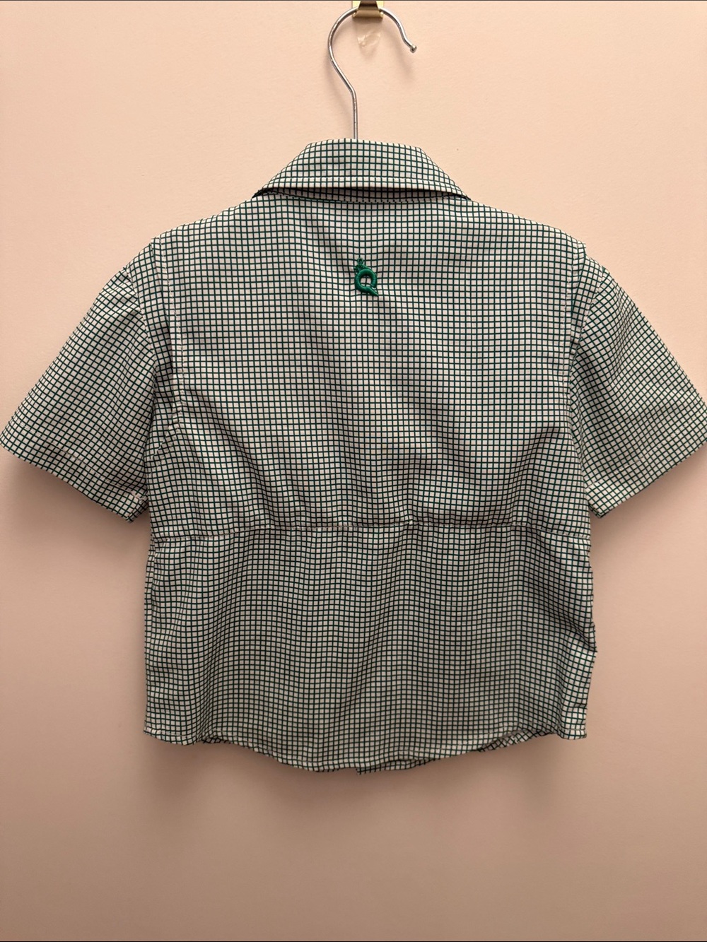 Boys Green Check performance embroidered fishing shirt - Guayabera style - Picture 2 of 3